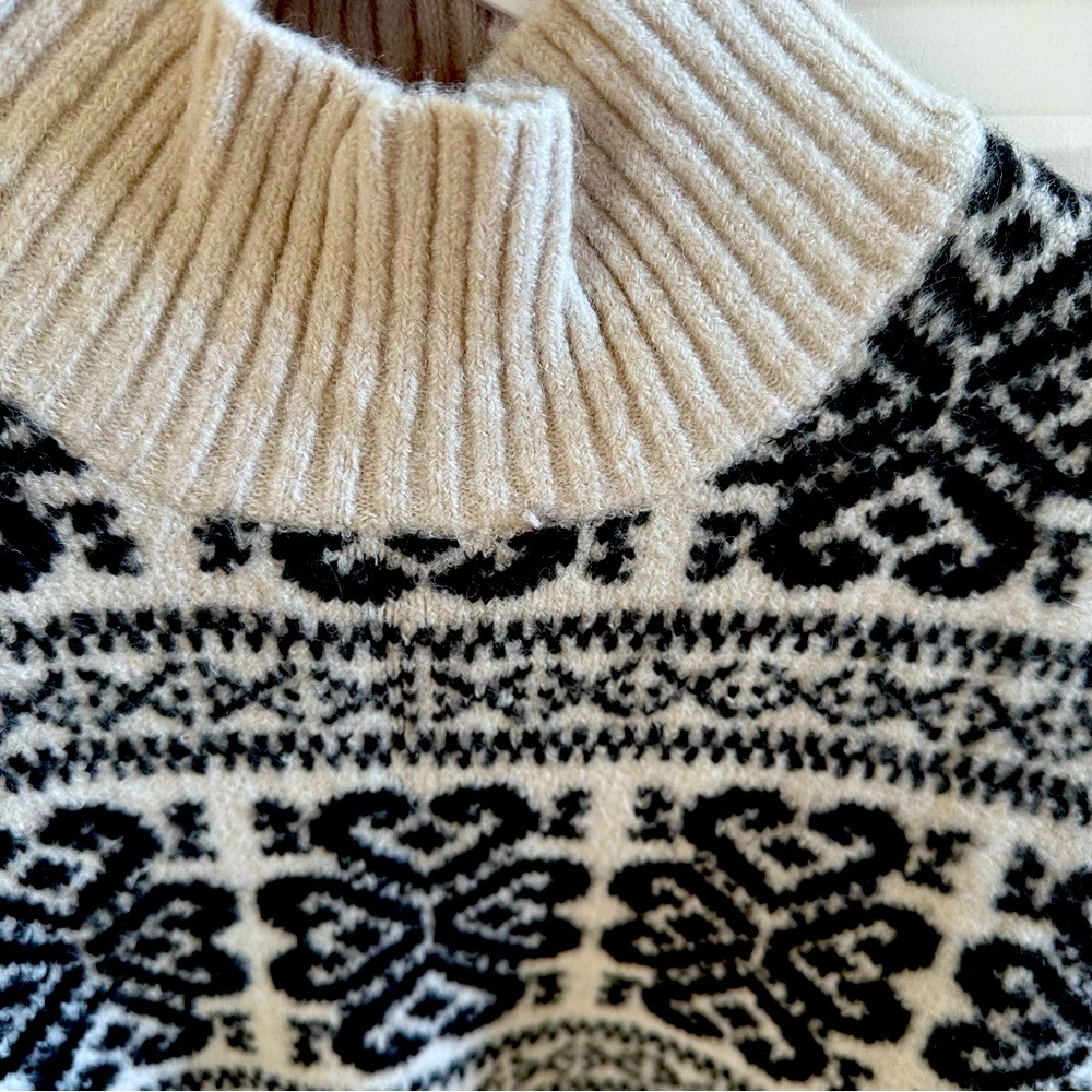 Anthropologie (Backdrop) mockneck patterned sweater.